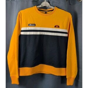 Ellesse Taria Sweatshirt Womens Large Yellow/White/Blue Colorblock Tennis Casual